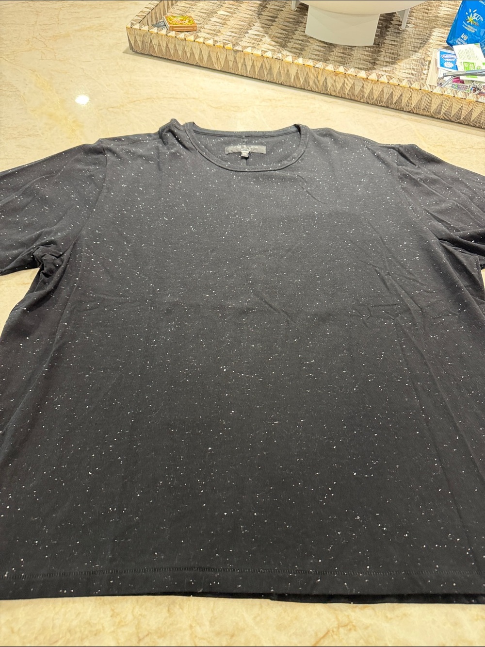 rag & bone Black Speckled Short Sleeve Crew T-Shirt